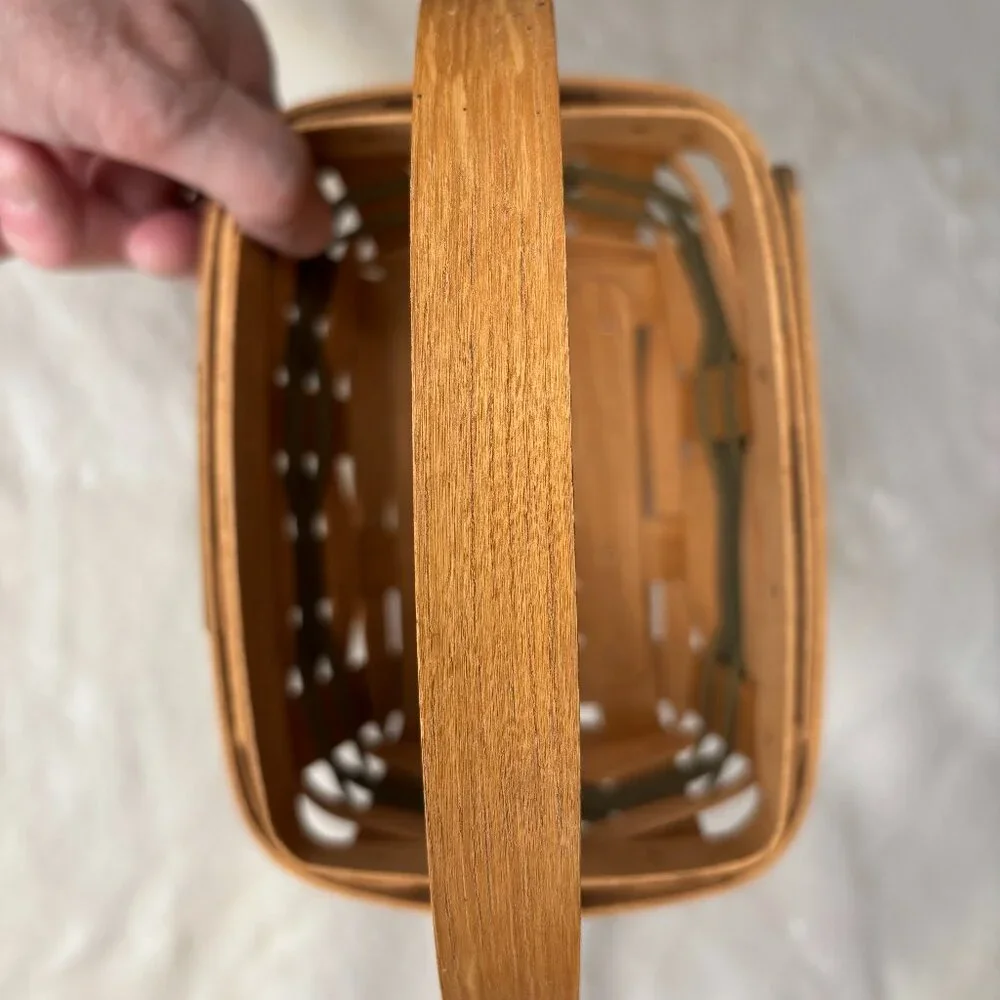 Longaberger Small Vintage 1987 Christmas Mistletoe Basket With Green Stripes